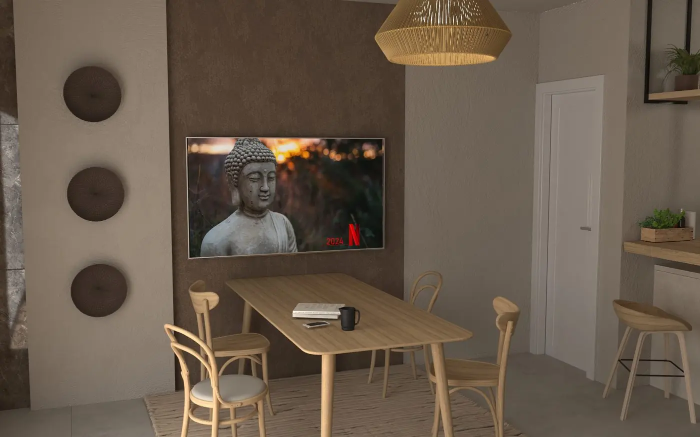 Render della zona giorno di Ela Home