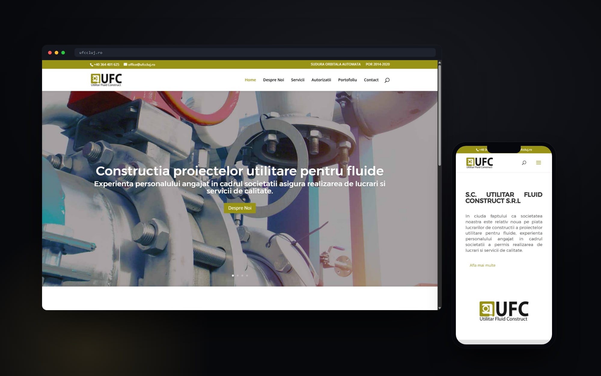 ufccluj.ro — site-ul construit de Cittago în 2015, pe desktop și mobil